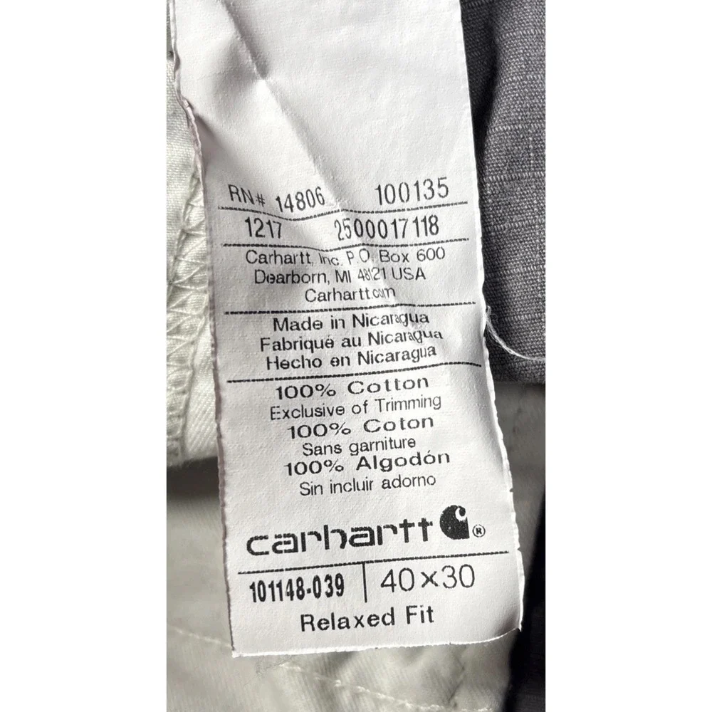 Carhartt Carpenter Mens Cargo Gray 40x30 Relaxed Fit Jeans Pants #14806 Worn
